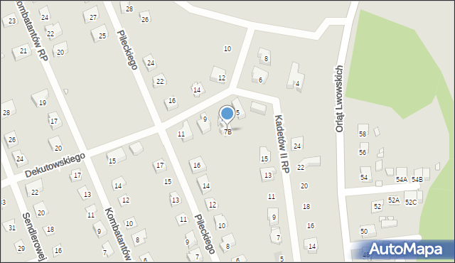 Nysa, Dekutowskiego-Zapory Hieronima, mjr., 7B, mapa Nysy