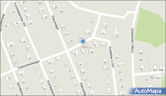 Nysa, Dekutowskiego-Zapory Hieronima, mjr., 9, mapa Nysy