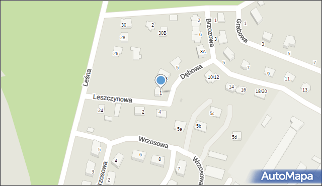 Olsztynek, Dębowa, 1, mapa Olsztynek