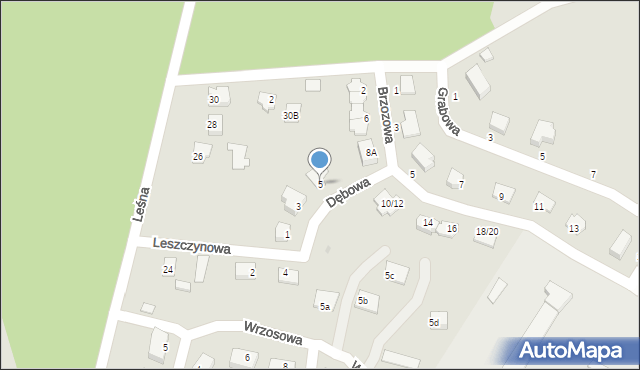 Olsztynek, Dębowa, 5, mapa Olsztynek