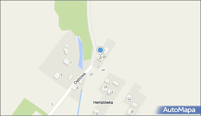 Osiek, Dębowa, 12, mapa Osiek