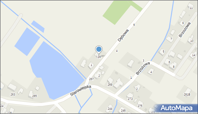 Osiek, Dębowa, 1A, mapa Osiek