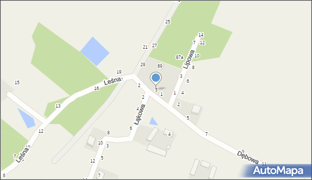 Osiny, Dębowa, 3, mapa Osiny