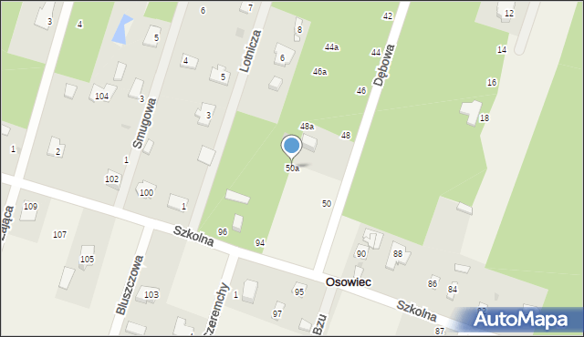 Osowiec, Dębowa, 50a, mapa Osowiec