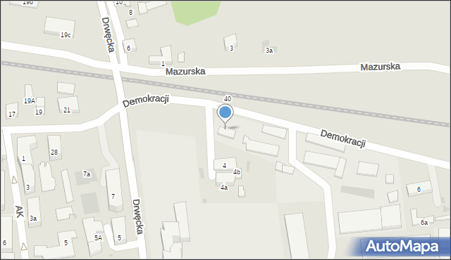 Ostróda, Demokracji, 48, mapa Ostróda