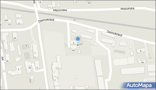 Ostróda, Demokracji, 4b, mapa Ostróda