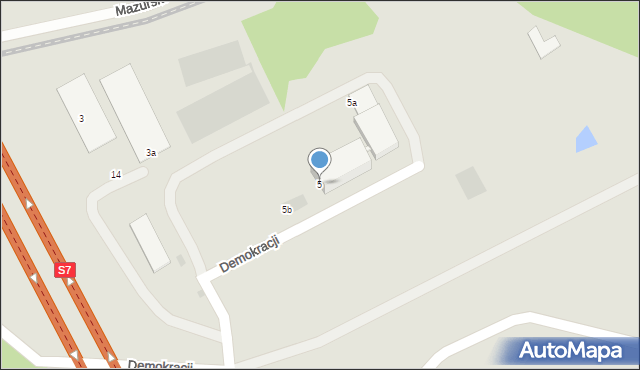 Ostróda, Demokracji, 5, mapa Ostróda