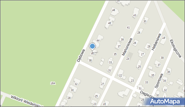 Ostrów Wielkopolski, Dębowa, 40, mapa Ostrów Wielkopolski