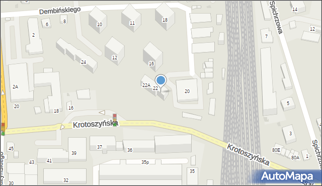 Ostrów Wielkopolski, Dembińskiego, 22B, mapa Ostrów Wielkopolski