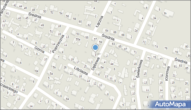 Ozorków, Dębowa, 1, mapa Ozorków