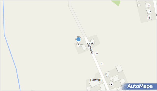 Pawełki, Dębowa, 5, mapa Pawełki