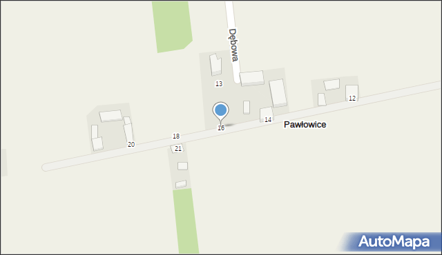 Pawłowice, Dębowa, 16, mapa Pawłowice