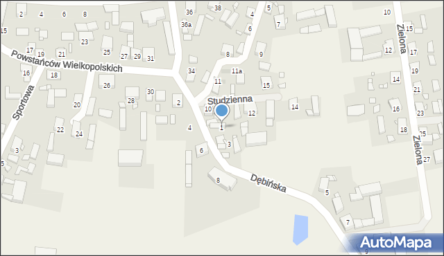 Pięczkowo, Dębińska, 1, mapa Pięczkowo