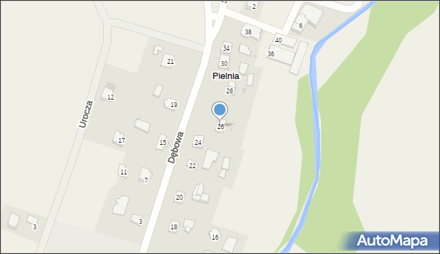 Pielnia, Dębowa, 26, mapa Pielnia