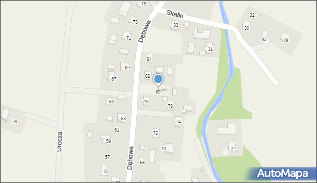 Pielnia, Dębowa, 80, mapa Pielnia