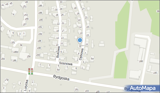 Piła, Dębowa, 6, mapa Piły