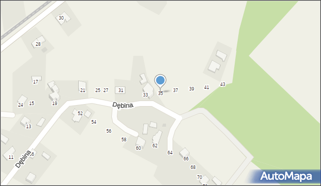 Pogórze, Dębina, 35, mapa Pogórze