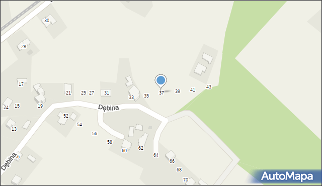 Pogórze, Dębina, 37, mapa Pogórze