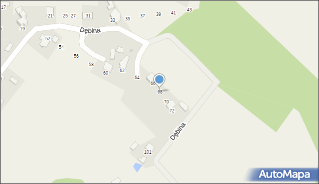 Pogórze, Dębina, 68, mapa Pogórze