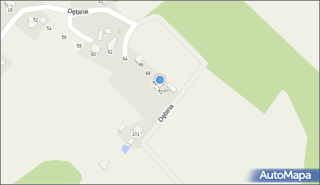 Pogórze, Dębina, 72, mapa Pogórze
