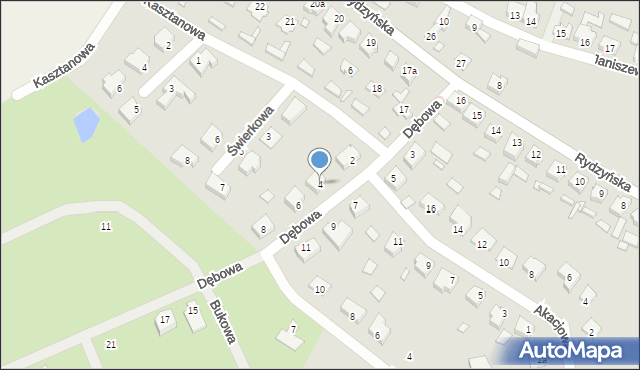 Poniec, Dębowa, 4, mapa Poniec