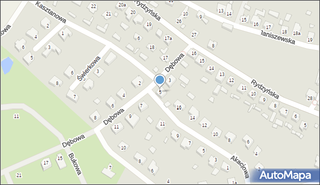 Poniec, Dębowa, 5, mapa Poniec