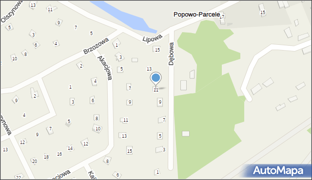 Popowo-Parcele, Dębowa, 11, mapa Popowo-Parcele