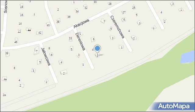 Popowo-Parcele, Dereniowa, 2, mapa Popowo-Parcele