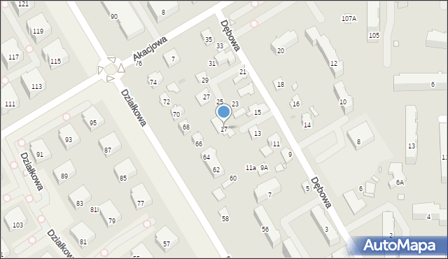 Pruszków, Dębowa, 17, mapa Pruszków