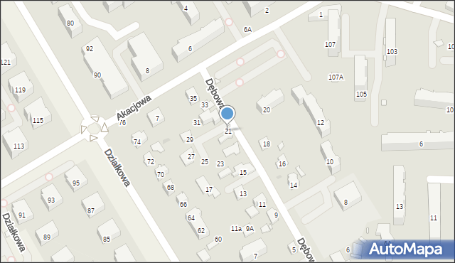 Pruszków, Dębowa, 21, mapa Pruszków