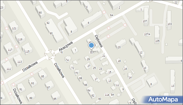 Pruszków, Dębowa, 31, mapa Pruszków