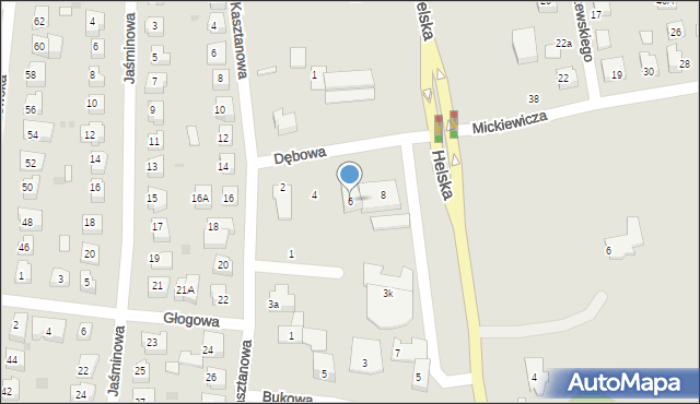 Puck, Dębowa, 6, mapa Puck