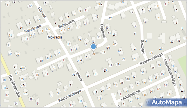 Puławy, Dębowa, 10, mapa Puław