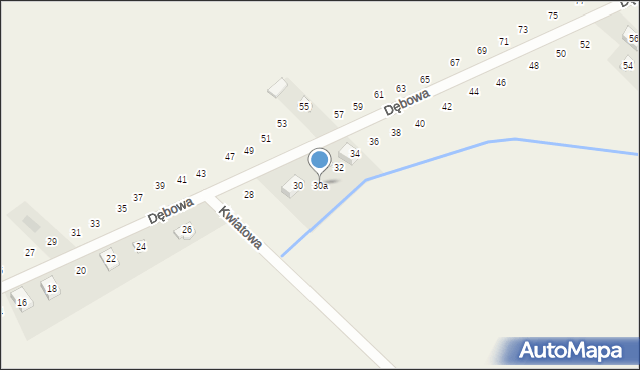 Pustkowie Lgockie, Dębowa, 30a, mapa Pustkowie Lgockie