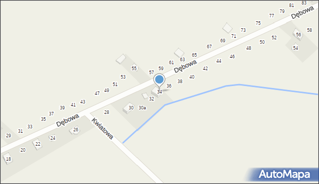 Pustkowie Lgockie, Dębowa, 34, mapa Pustkowie Lgockie