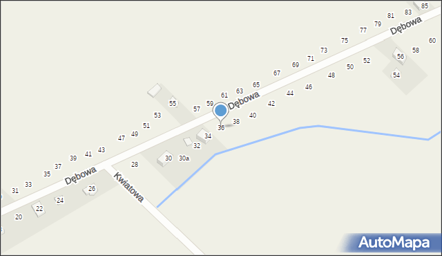 Pustkowie Lgockie, Dębowa, 36, mapa Pustkowie Lgockie