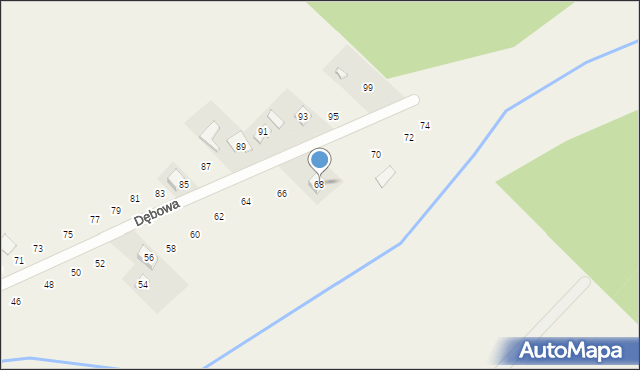 Pustkowie Lgockie, Dębowa, 68, mapa Pustkowie Lgockie