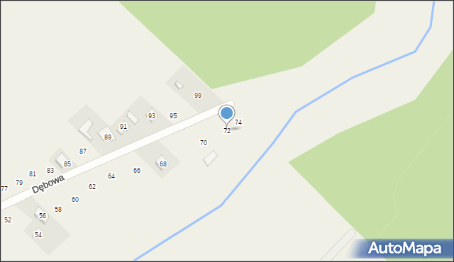 Pustkowie Lgockie, Dębowa, 72, mapa Pustkowie Lgockie