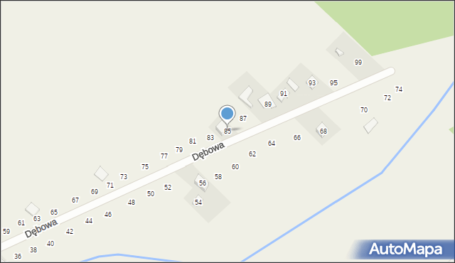 Pustkowie Lgockie, Dębowa, 85, mapa Pustkowie Lgockie
