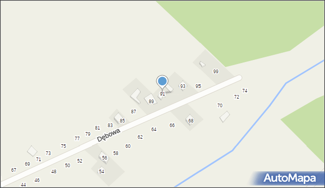 Pustkowie Lgockie, Dębowa, 91, mapa Pustkowie Lgockie