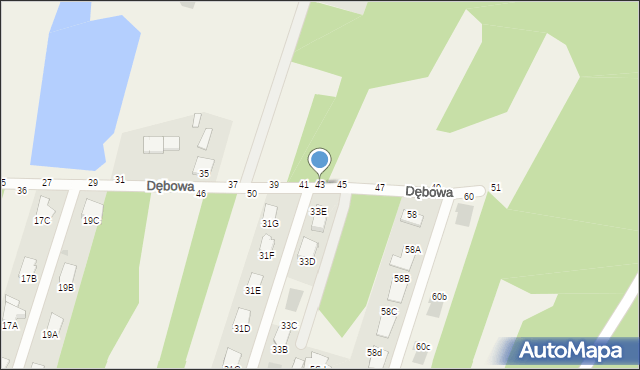 Pysznica, Dębowa, 43, mapa Pysznica