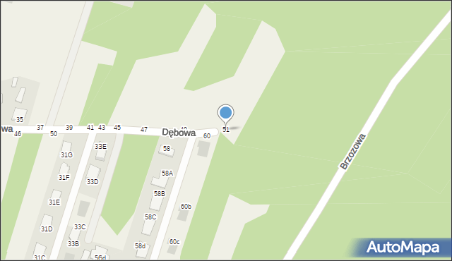 Pysznica, Dębowa, 51, mapa Pysznica