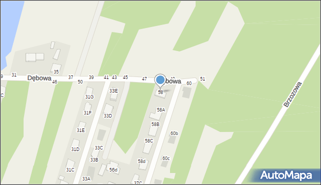 Pysznica, Dębowa, 58, mapa Pysznica