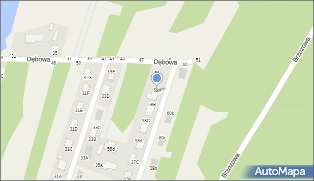 Pysznica, Dębowa, 58A, mapa Pysznica