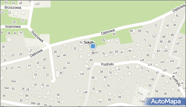 Radawa, Dębowa, 58, mapa Radawa