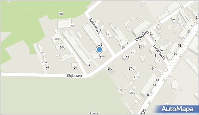 Radom, Dębowa, 12, mapa Radomia