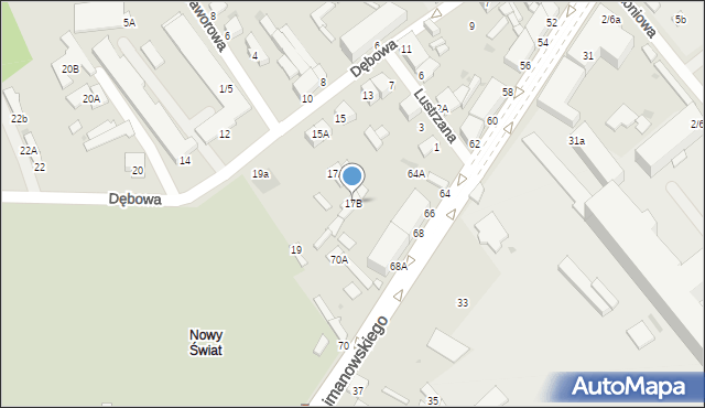 Radom, Dębowa, 17B, mapa Radomia