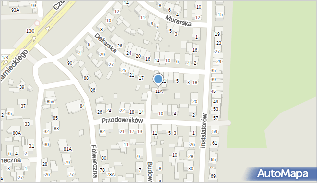 Radom, Dekarska, 11A, mapa Radomia