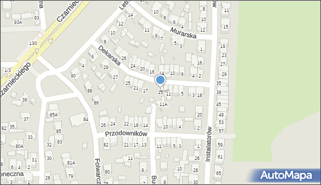 Radom, Dekarska, 15, mapa Radomia