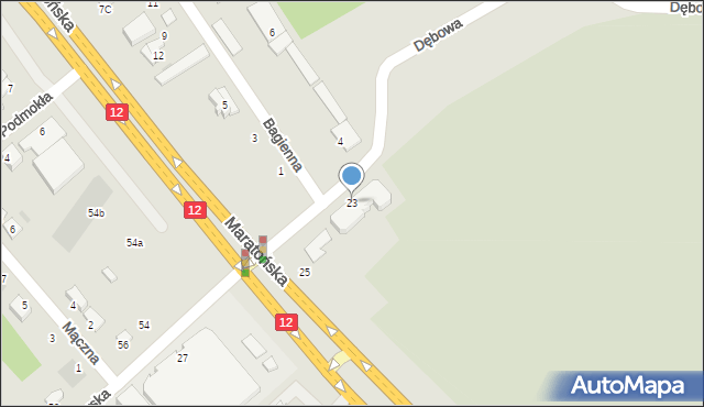 Radom, Dębowa, 23, mapa Radomia